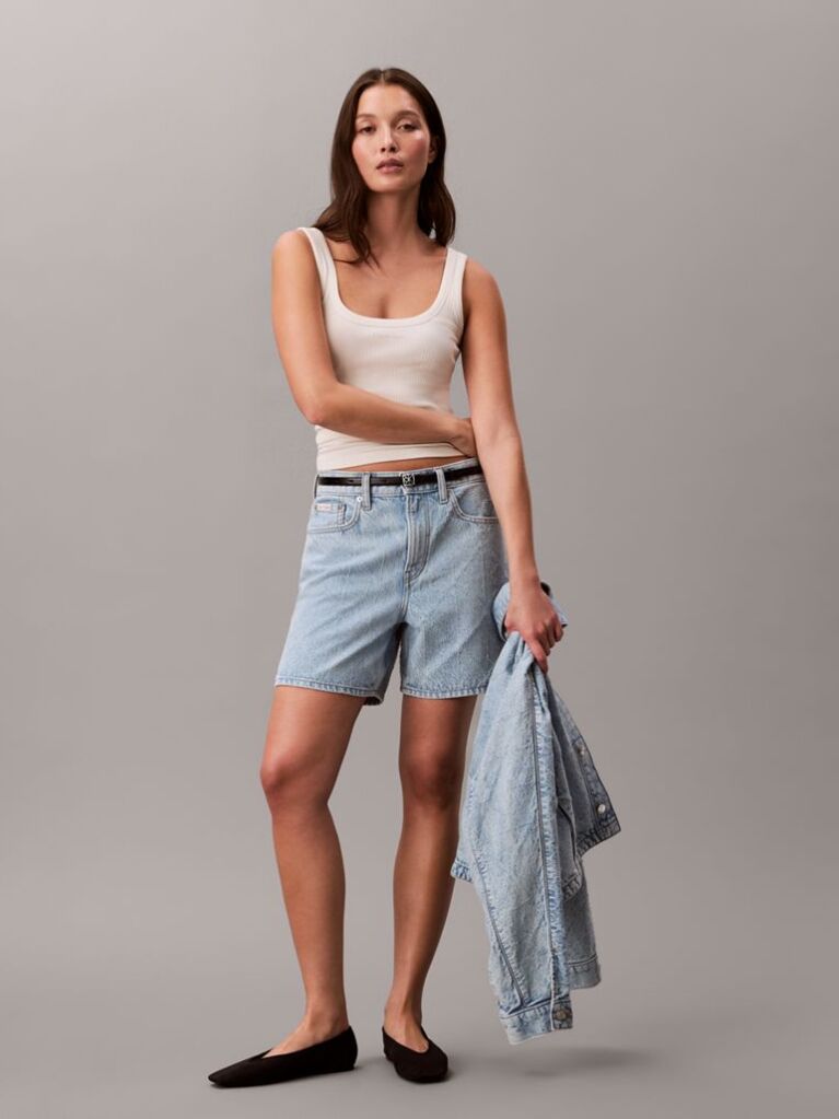 Denim Needle-Punch Denim Shorts  Women