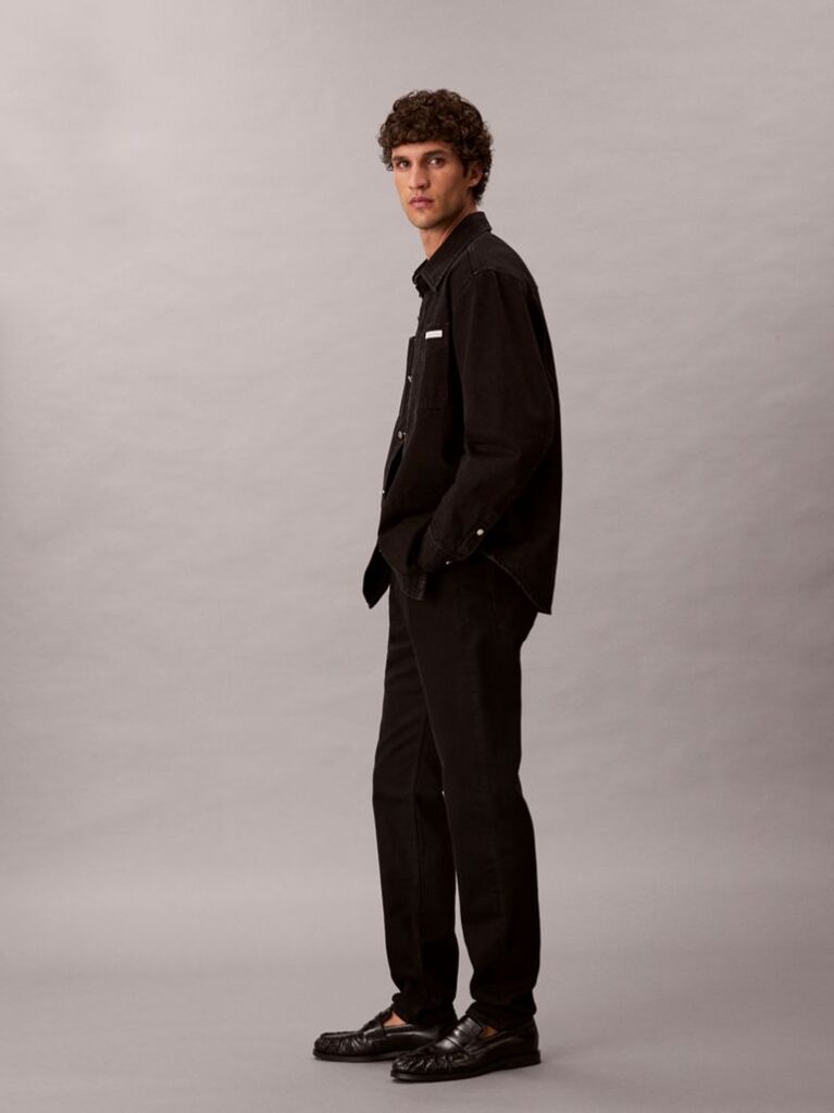 Black Slim Tapered Leg Black Jeans  Men