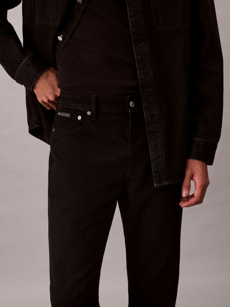 Black Slim Tapered Leg Black Jeans  Men