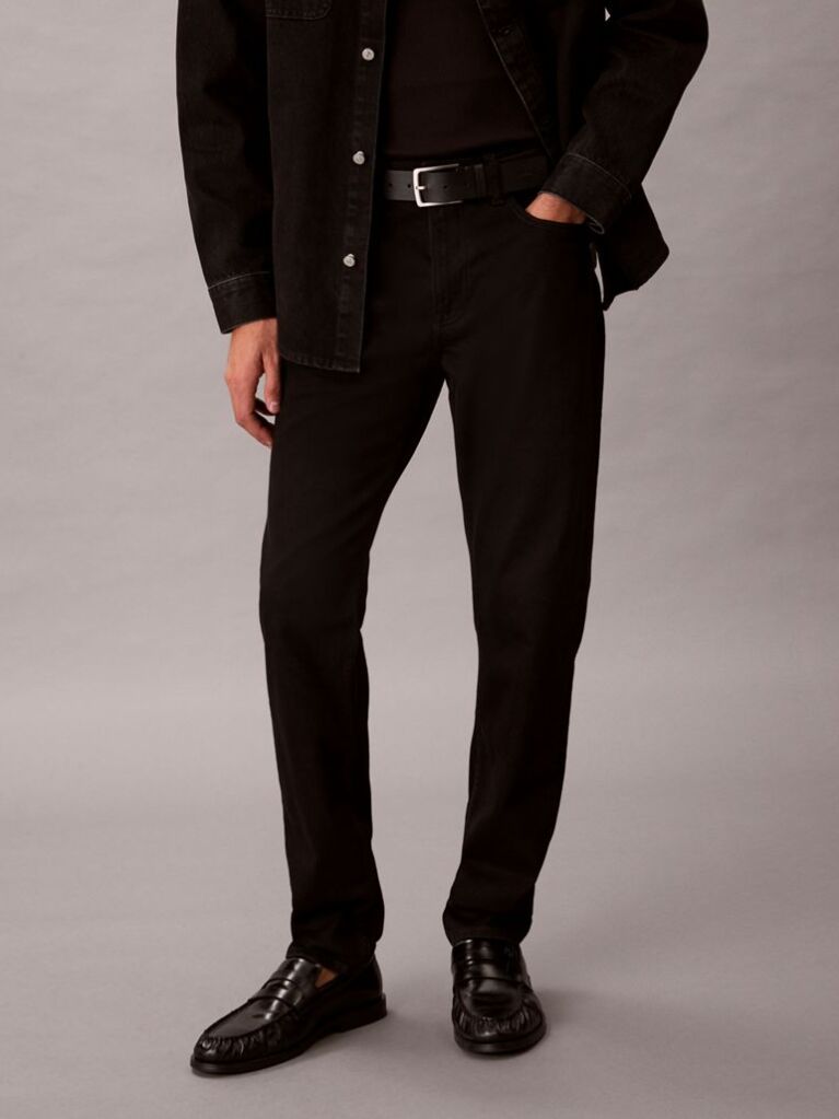 Black Slim Tapered Leg Black Jeans  Men
