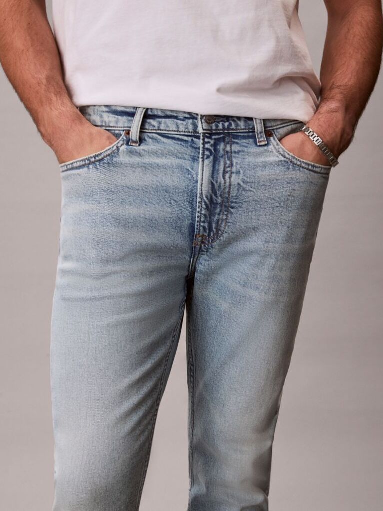 Denim Marbled Slim Tapered Leg Jeans  Men