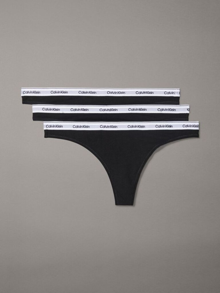 Negru Set De 3 Tanga – Cu Logo Icon  Femei