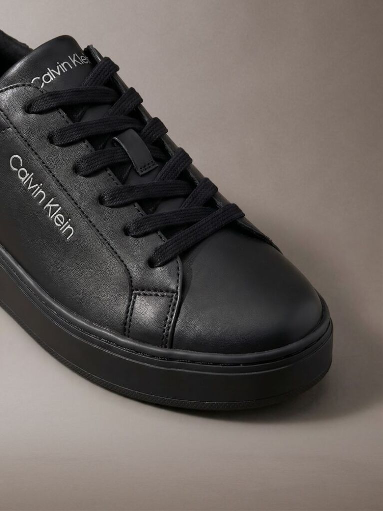 Negru Adidasi Chunky Din Piele Cu Talpa Aderenta Si Rezistenta  Barbati