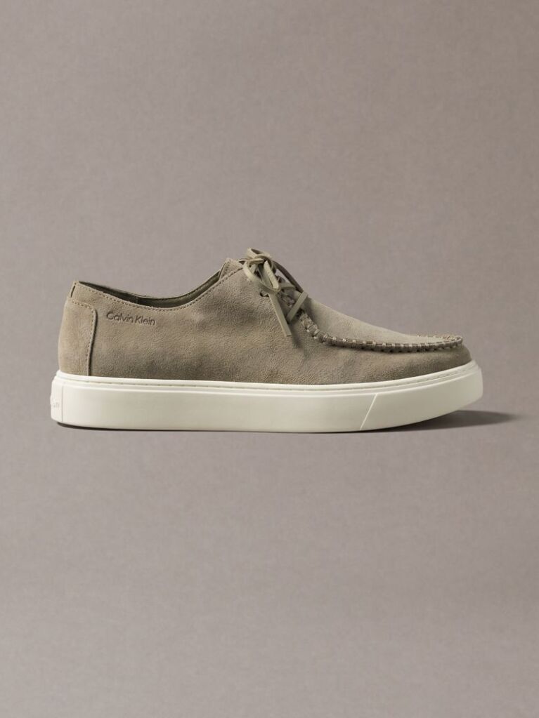 Bej Pantofi Derby Hybrid Din Piele Intoarsa  Barbati