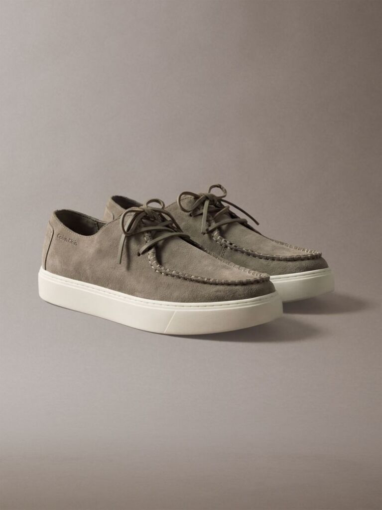 Bej Pantofi Derby Hybrid Din Piele Intoarsa  Barbati