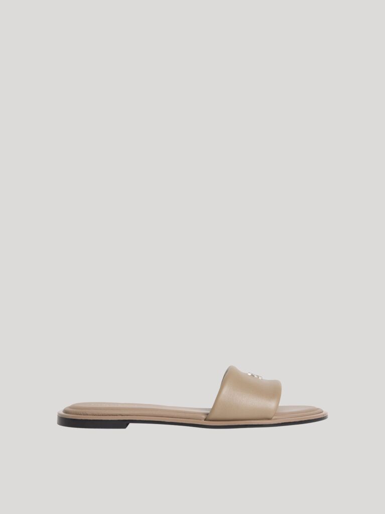 Bej Sandale Plate Din Piele  Femei