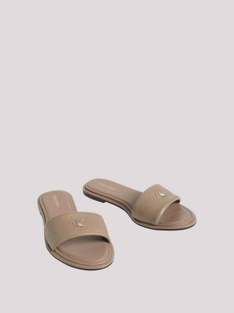 Bej Sandale Plate Din Piele  Femei