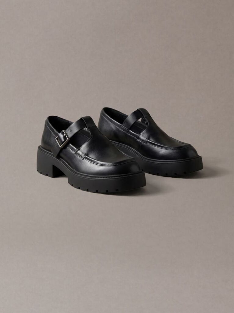 Negru CK Bold - Mocasini Mary Jane Din Piele  Femei