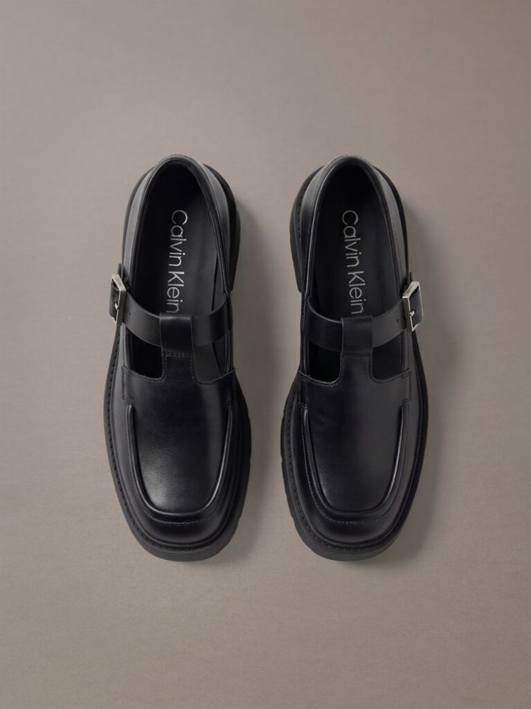 Negru CK Bold - Mocasini Mary Jane Din Piele  Femei