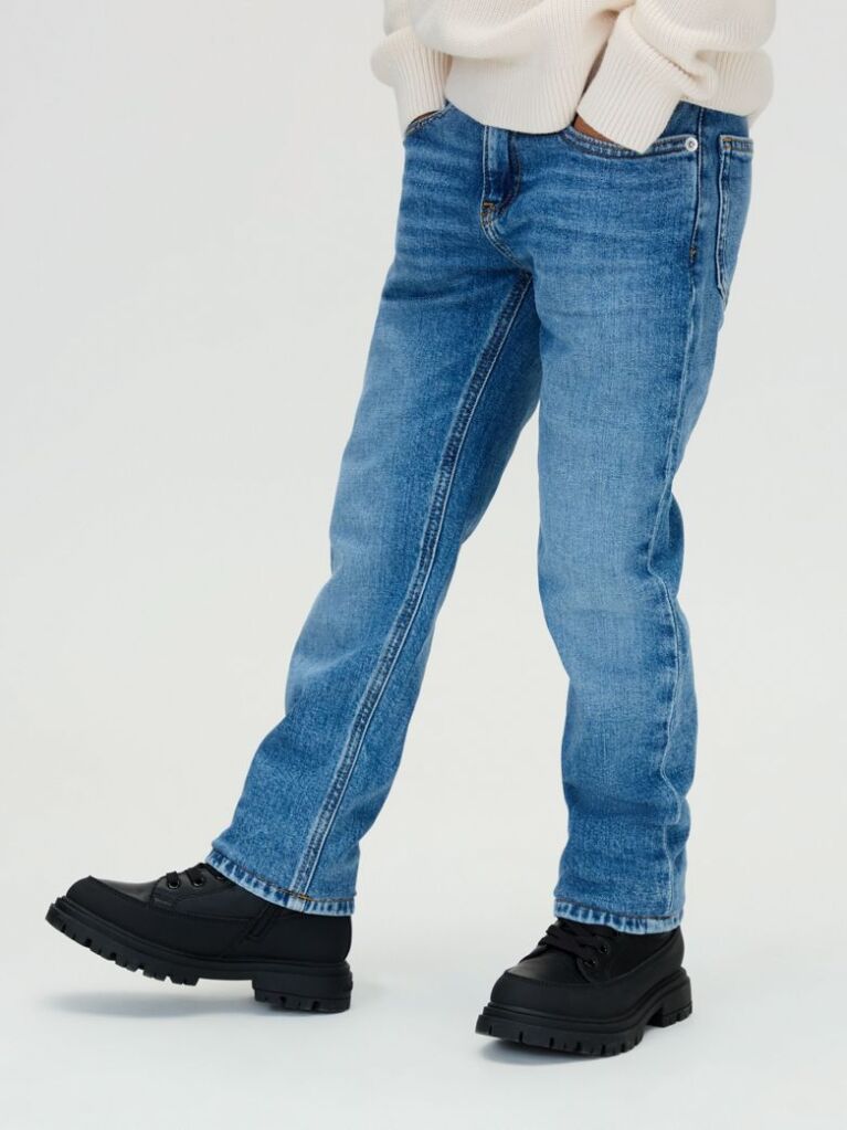 Denim Blugi Drepti Cu Talie Medie   Baieti