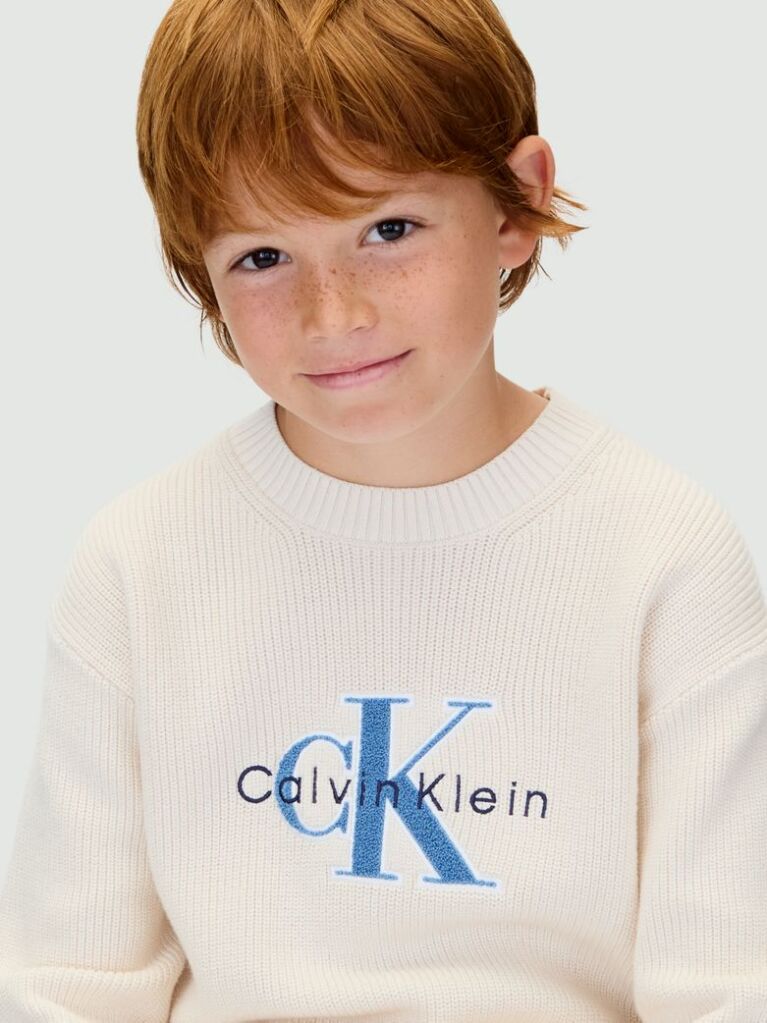 Bej Pulover Lejer Cu Logo  Baieti