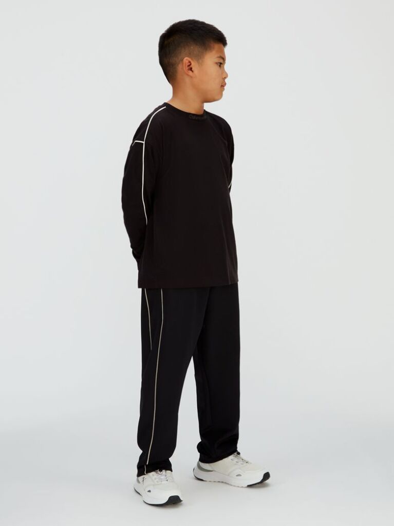 Negru Tricou Relaxat Cu Detaliu Contrastant  Baieti