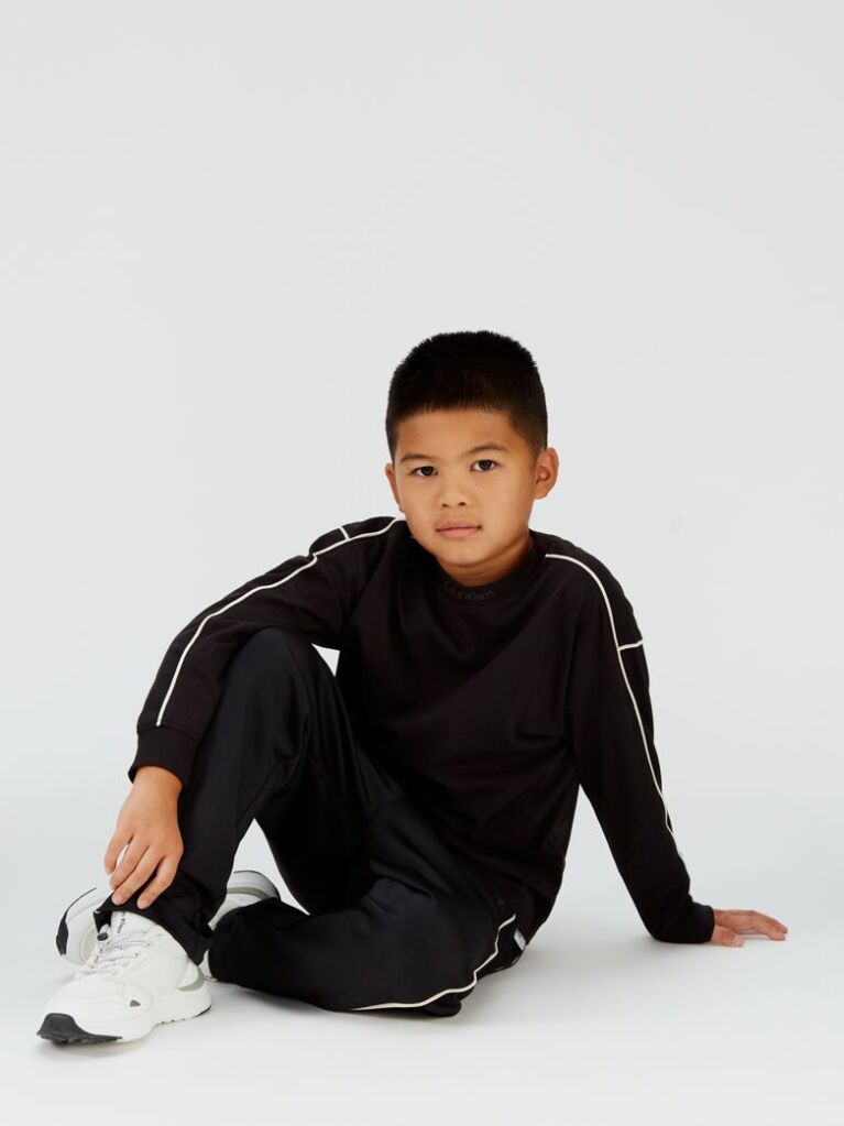 Negru Tricou Relaxat Cu Detaliu Contrastant  Baieti