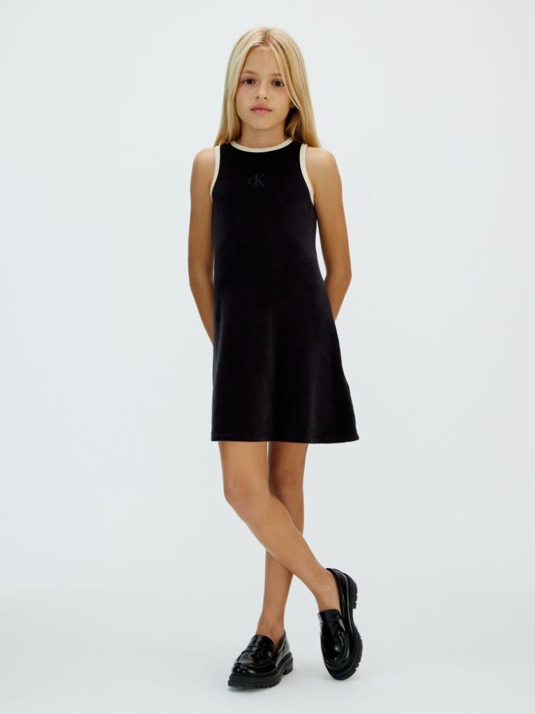 Negru Rochie A-Line Din Catifea  Fete