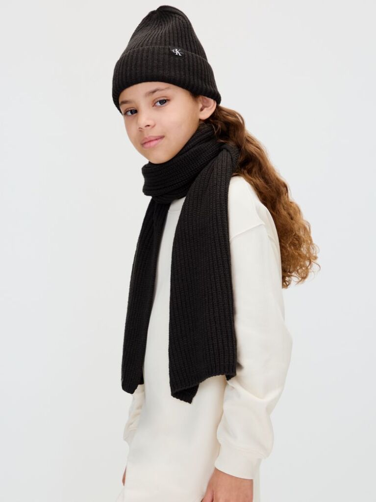 Negru Set Fular Si Caciula Pentru Copii  Copii Unisex