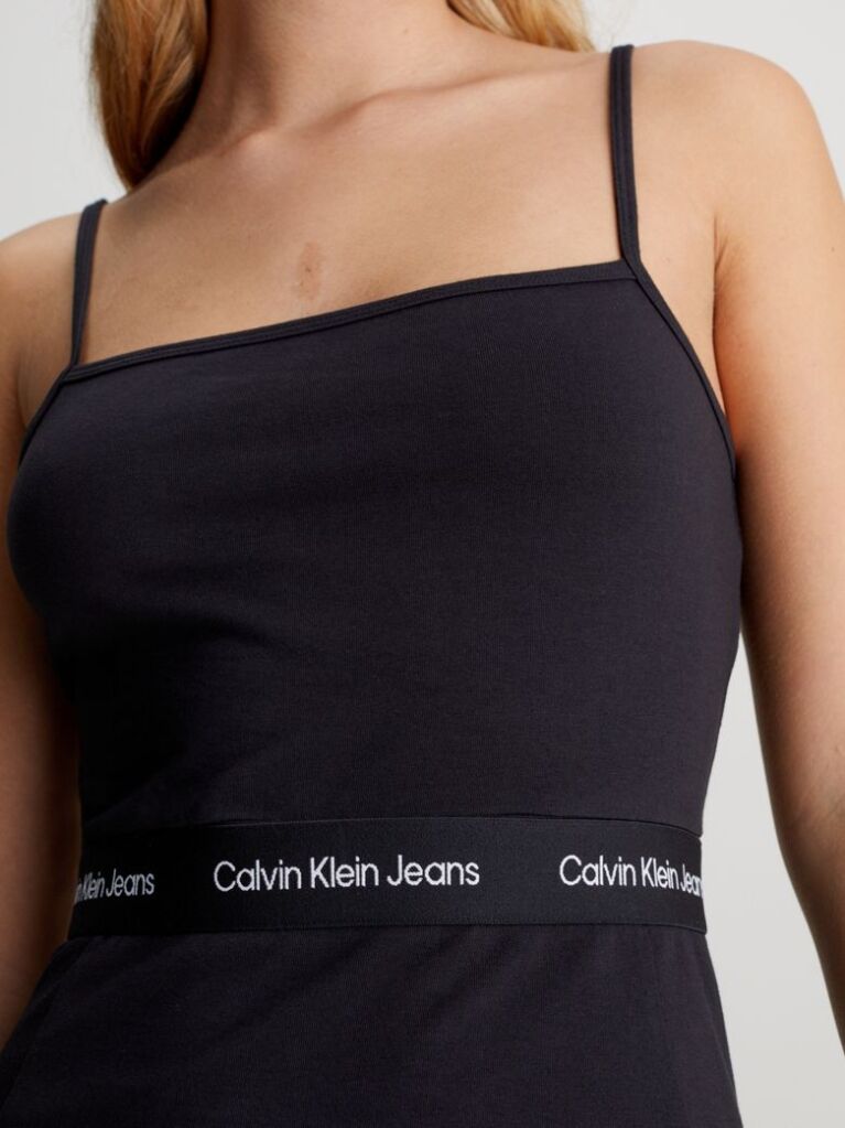 Negru Rochie Tip Tricou Cu Banda Logo  Femei
