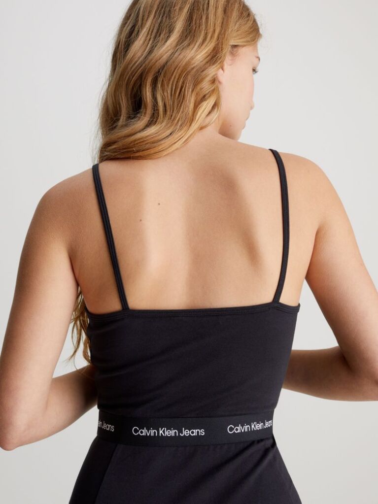 Negru Rochie Tip Tricou Cu Banda Logo  Femei