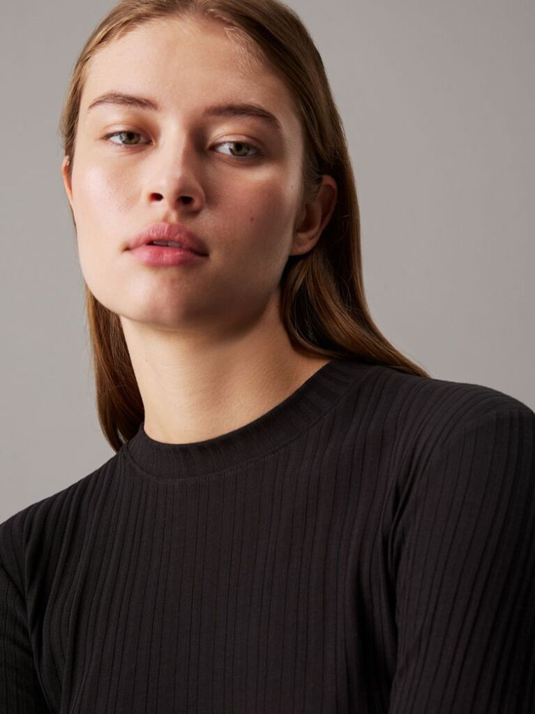 Negru Bluza Reiata Semi-Transparenta Cu Maneca Lunga  Femei