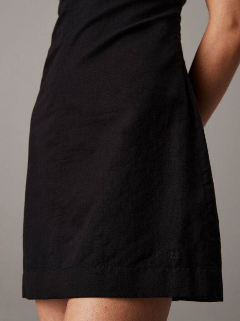 Negru Rochie Mini Din Bumbac Si In Cu Textura Moale  Femei