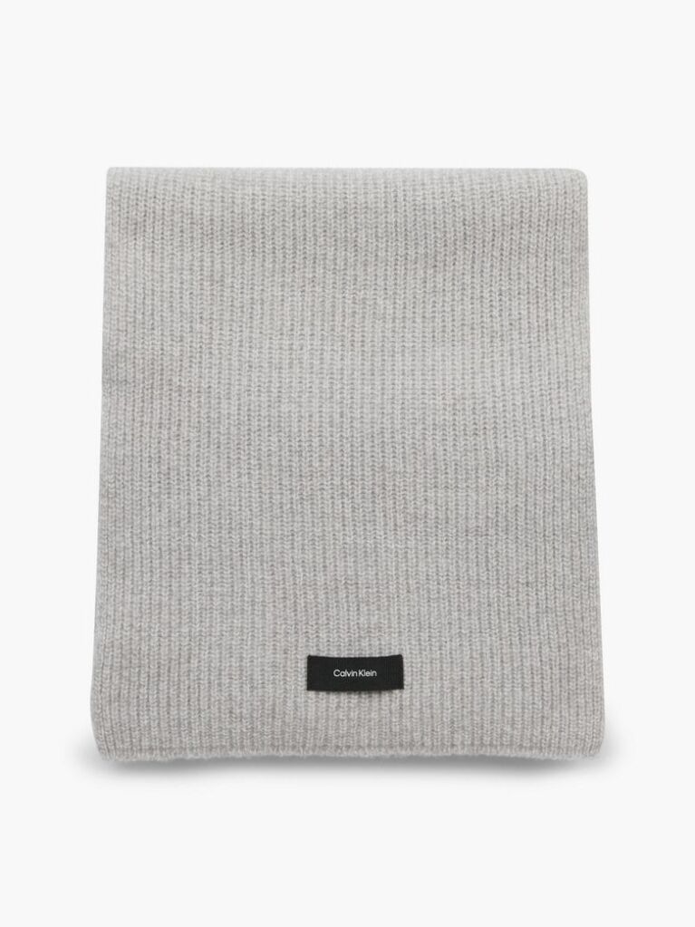 Grey Recycled Wool Blend Scarf  Men