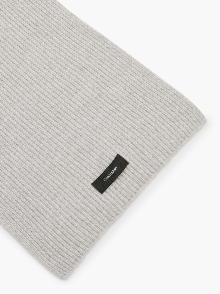 Grey Recycled Wool Blend Scarf  Men