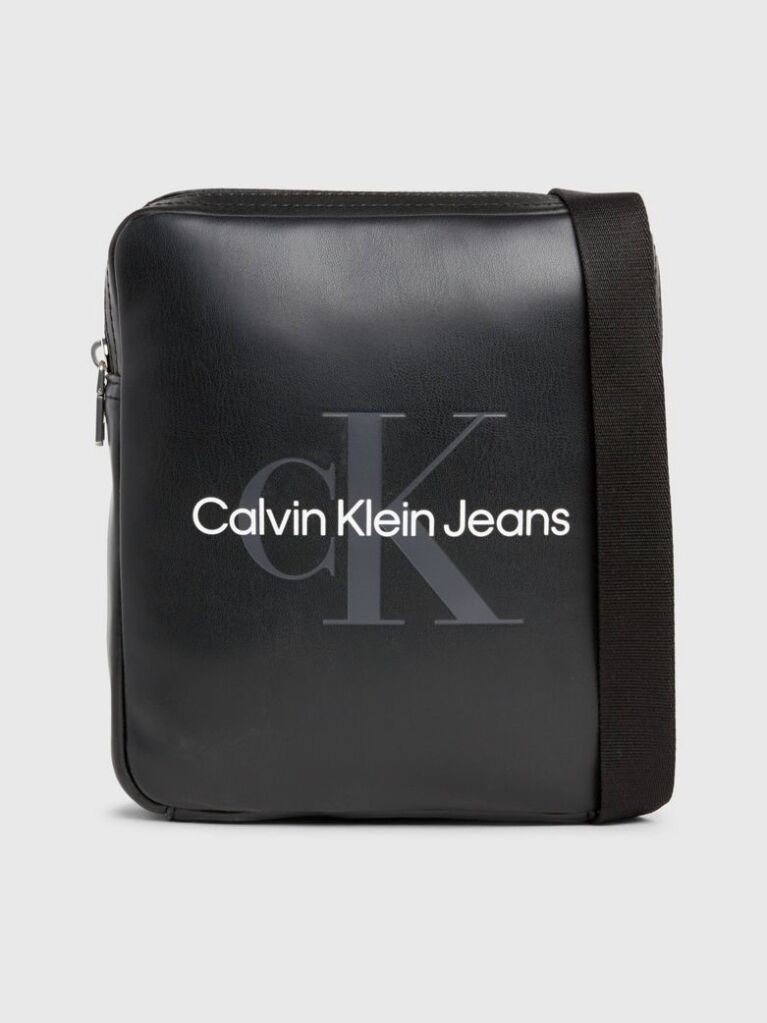 Black Logo Crossbody Reporter Bag  Men