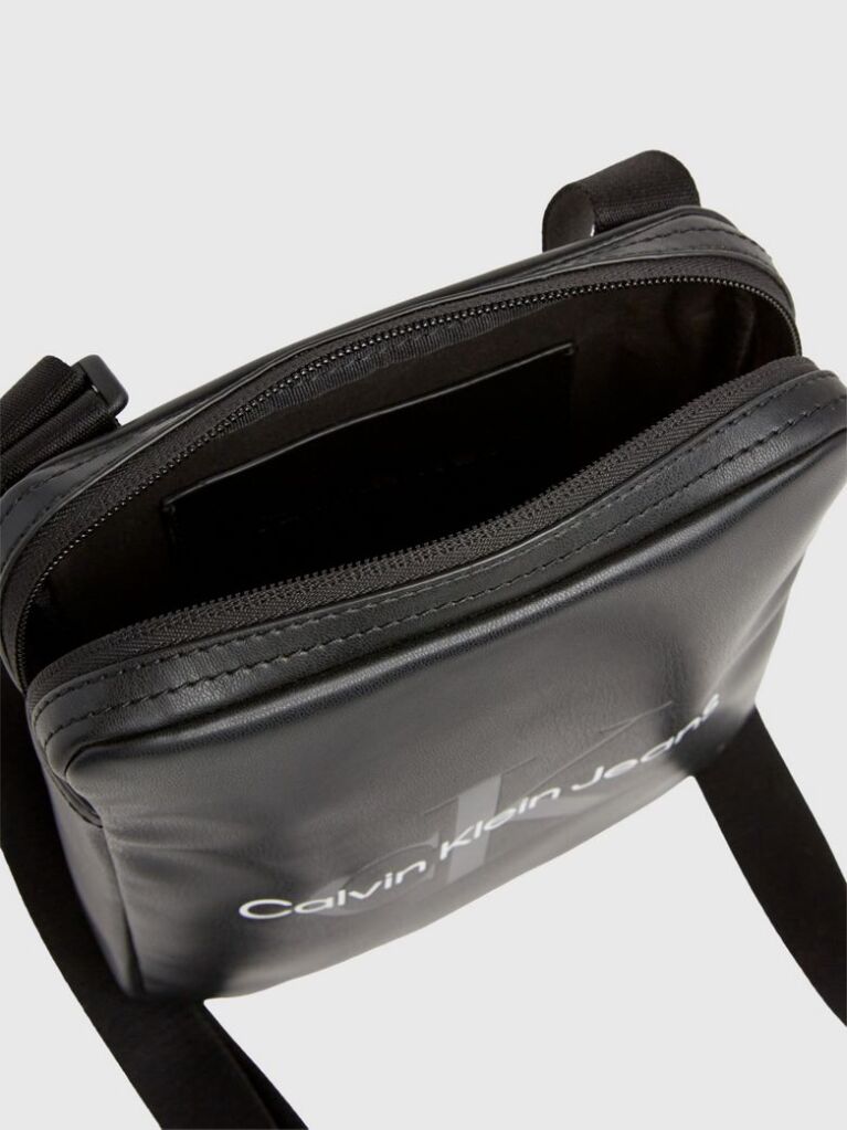 Black Logo Crossbody Reporter Bag  Men