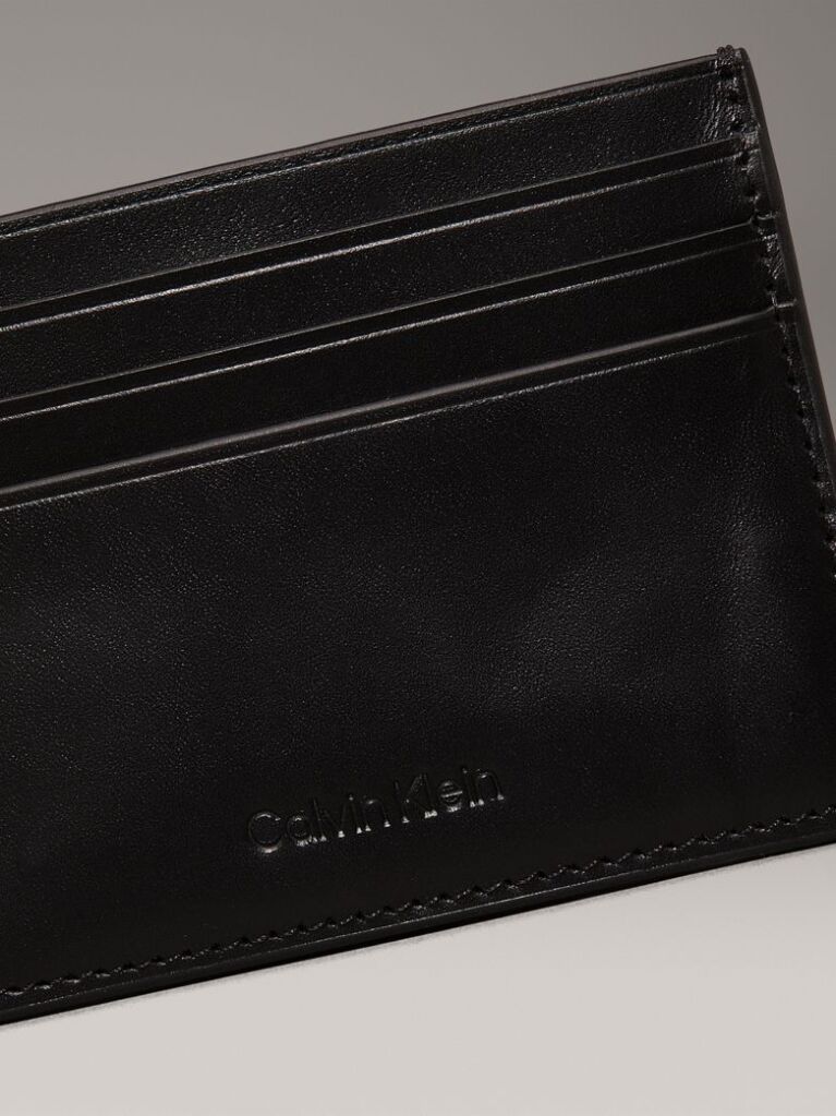 Black Leather Cardholder  Men