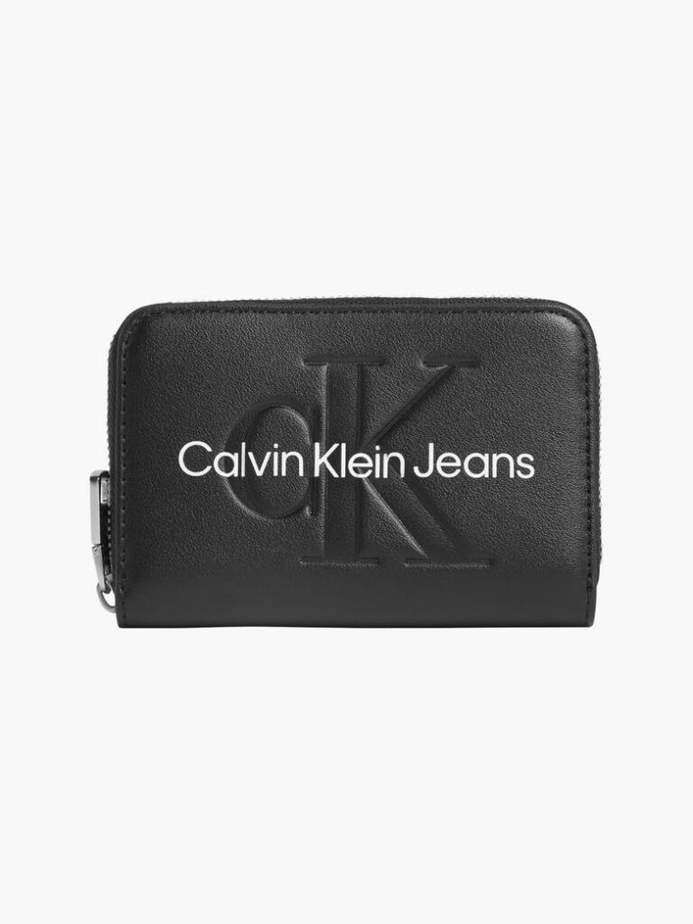 Black Logo Zip Around Wallet  Women