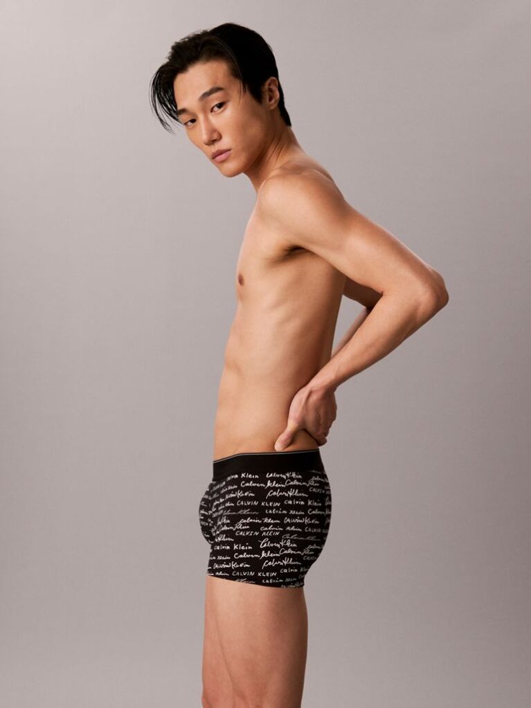 Negru Boxeri Cu Talie Joasa - Graphic Monogram Microfibre Stretch  Barbati