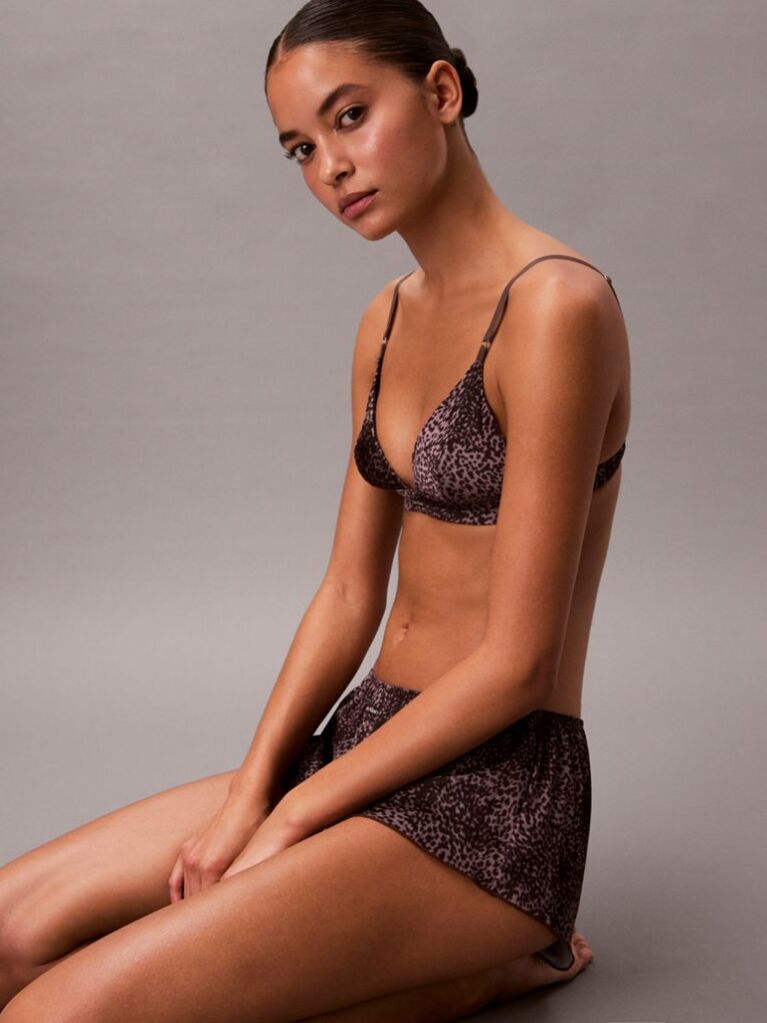 Brown Unlined Triangle Bra - Signature Satin  Women