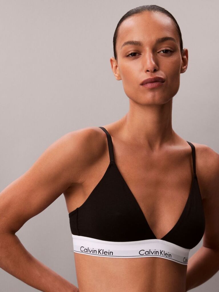 Negru Sutien Bralette Triunghi Usor Captusit - Icon Cotton Modal  Femei