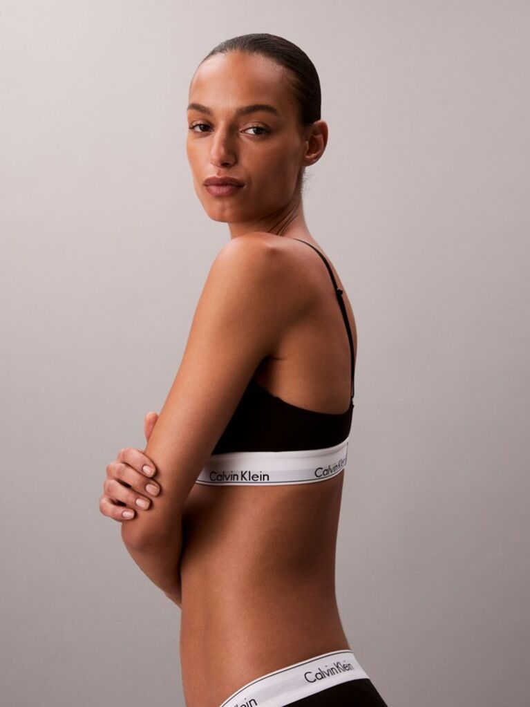 Negru Sutien Bralette Triunghi Usor Captusit - Icon Cotton Modal  Femei