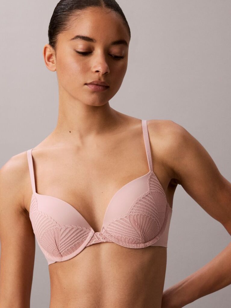 Roz Sutien Push-Up Cu Decolteu Adanc - Perfectly Fit Lace  Femei