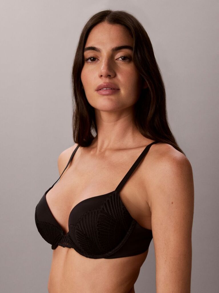 Negru Sutien Push-Up Cu Decolteu Adanc - Perfectly Fit Lace  Femei