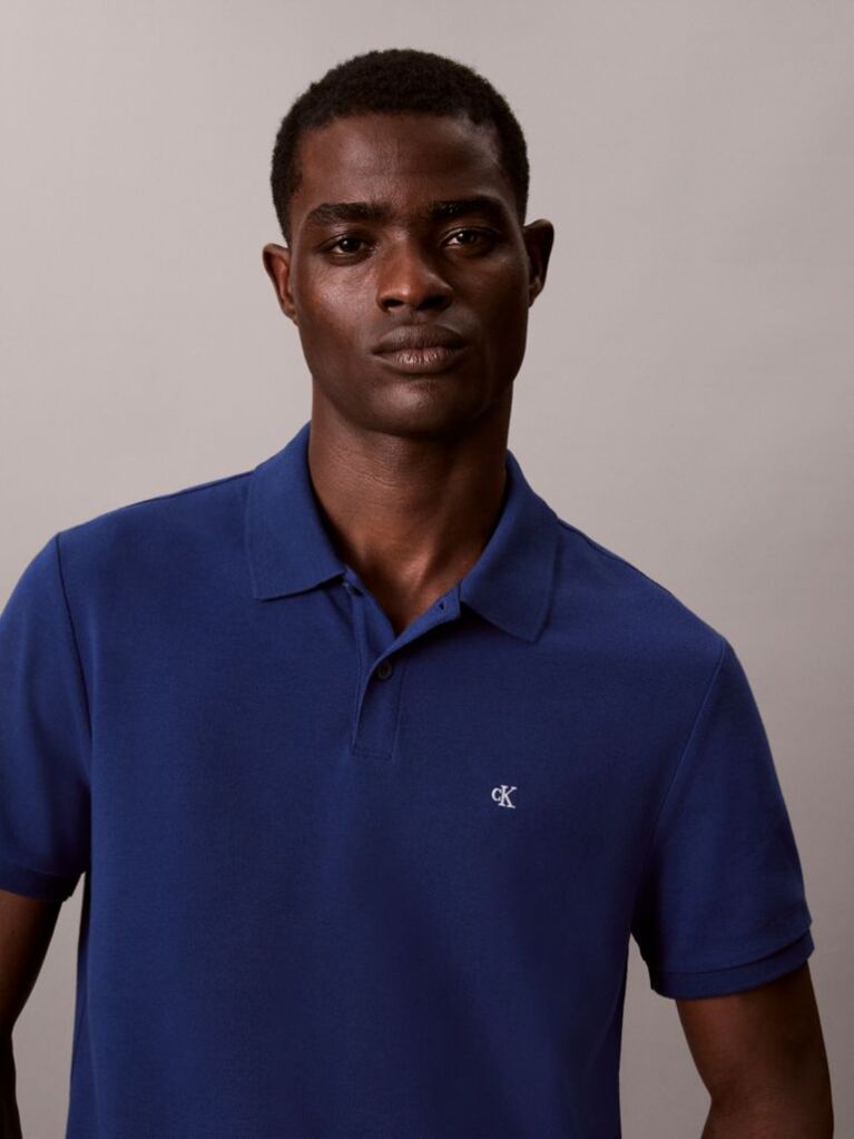 Albastru Tricou Polo Din Bumbac Piqué  Barbati