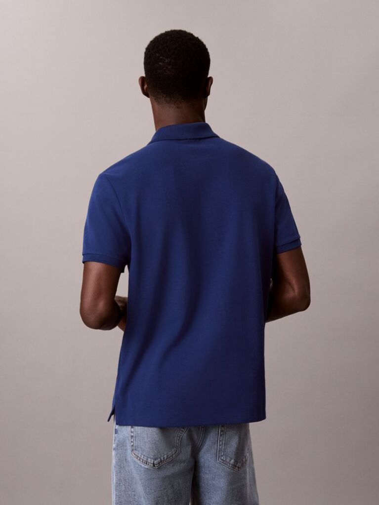 Albastru Tricou Polo Din Bumbac Piqué  Barbati
