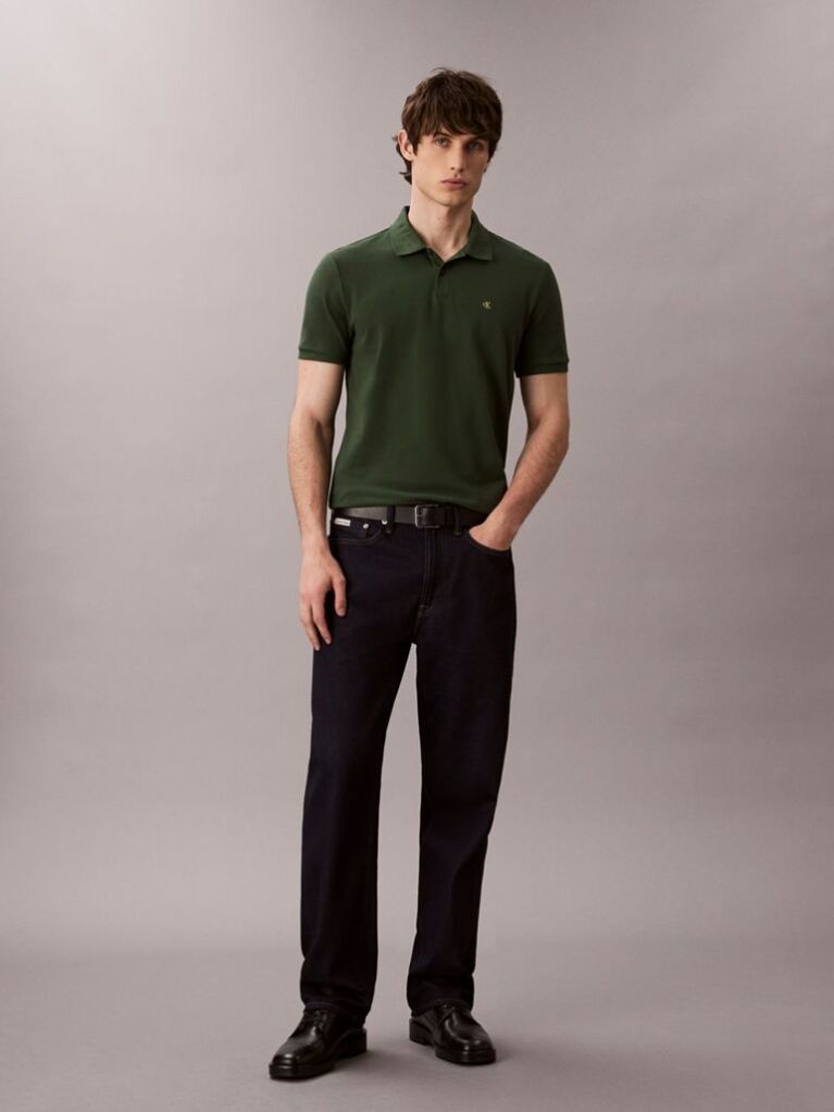 Verde Tricou Polo Din Bumbac Piqué  Barbati