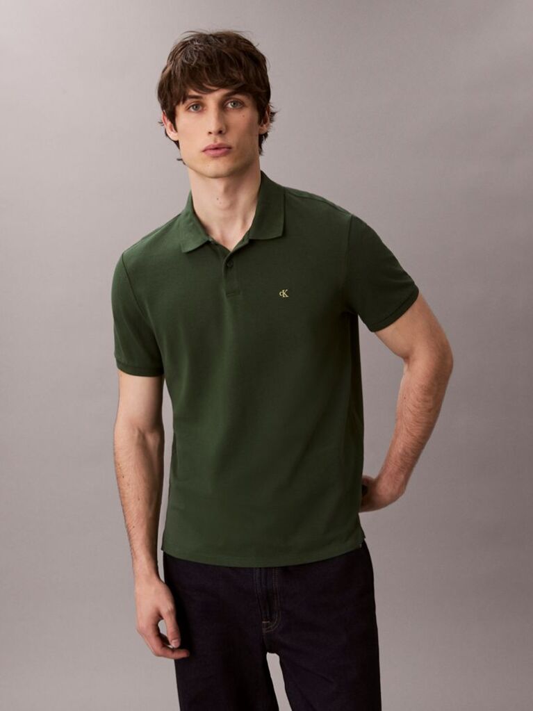 Verde Tricou Polo Din Bumbac Piqué  Barbati