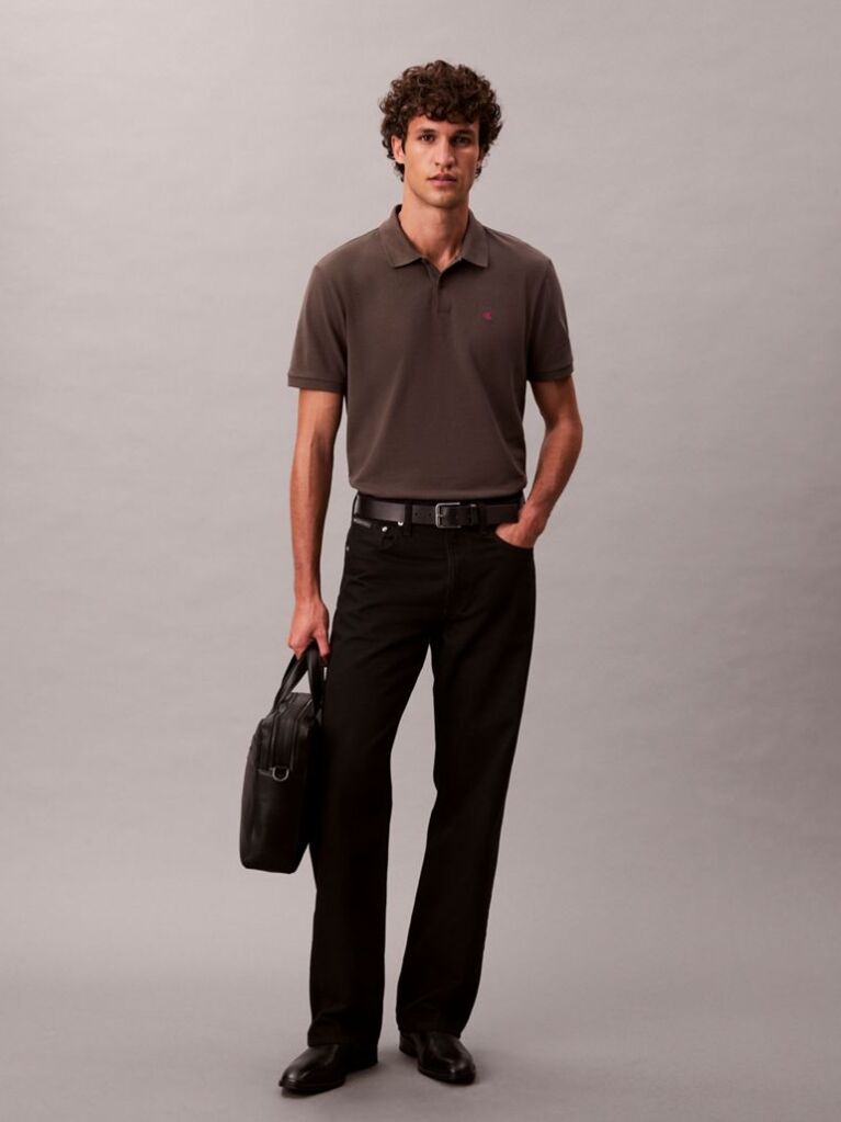 Gri Tricou Polo Din Bumbac Piqué  Barbati