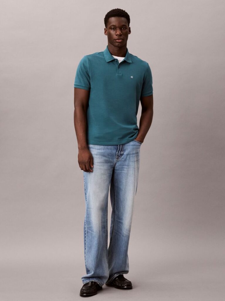 Verde Tricou Polo Din Bumbac Piqué  Barbati