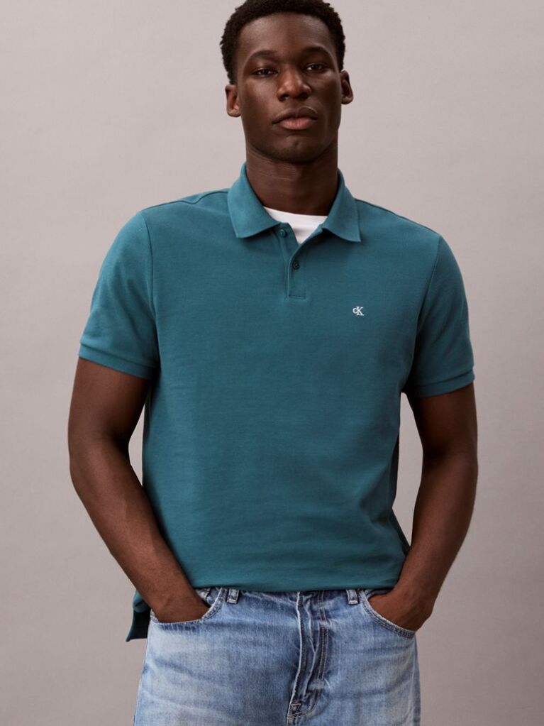 Verde Tricou Polo Din Bumbac Piqué  Barbati