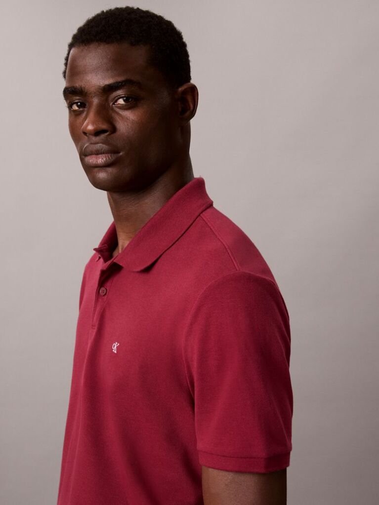 Rosu Tricou Polo Din Bumbac Piqué  Barbati