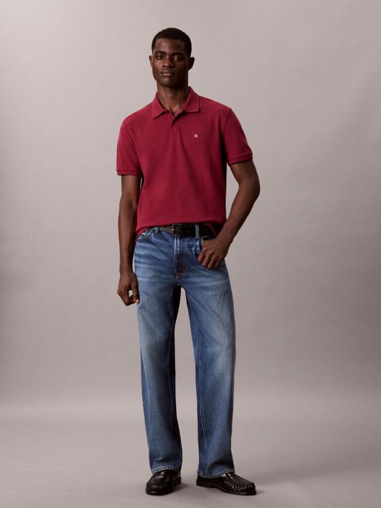 Rosu Tricou Polo Din Bumbac Piqué  Barbati
