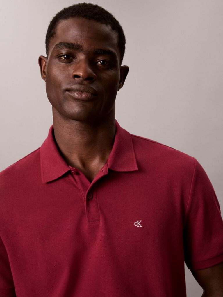Rosu Tricou Polo Din Bumbac Piqué  Barbati