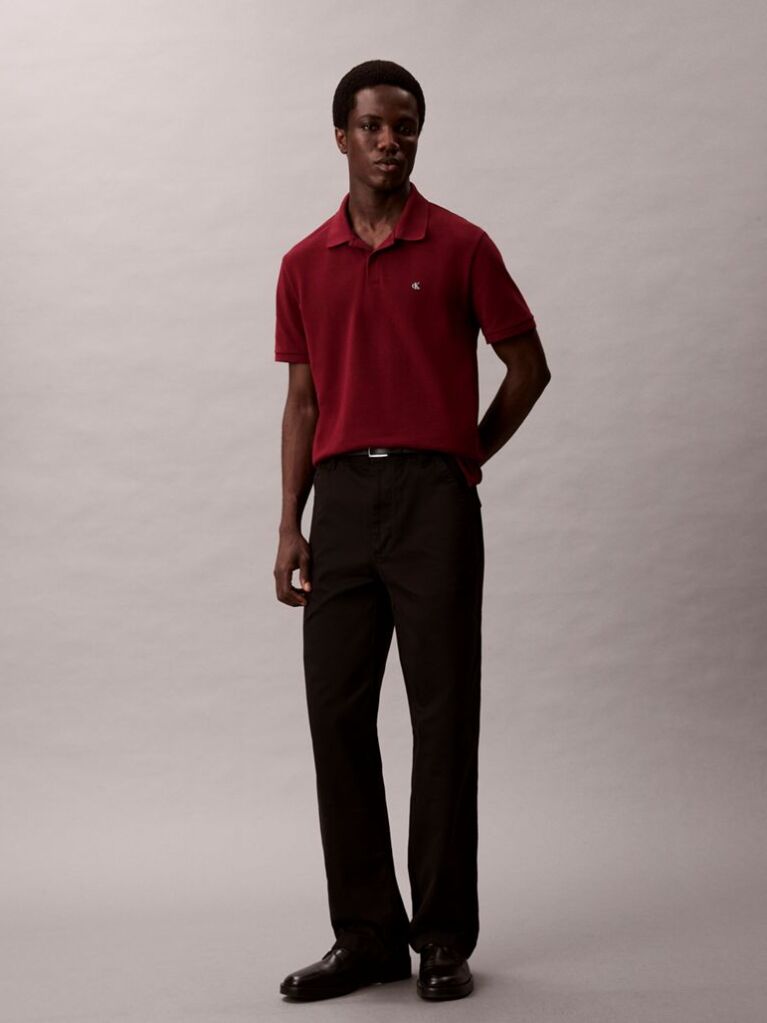 Rosu Tricou Polo Din Bumbac Piqué  Barbati