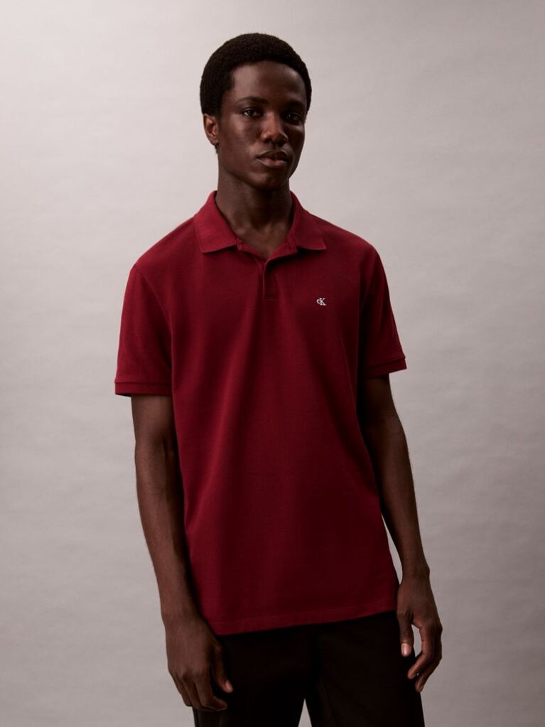 Rosu Tricou Polo Din Bumbac Piqué  Barbati