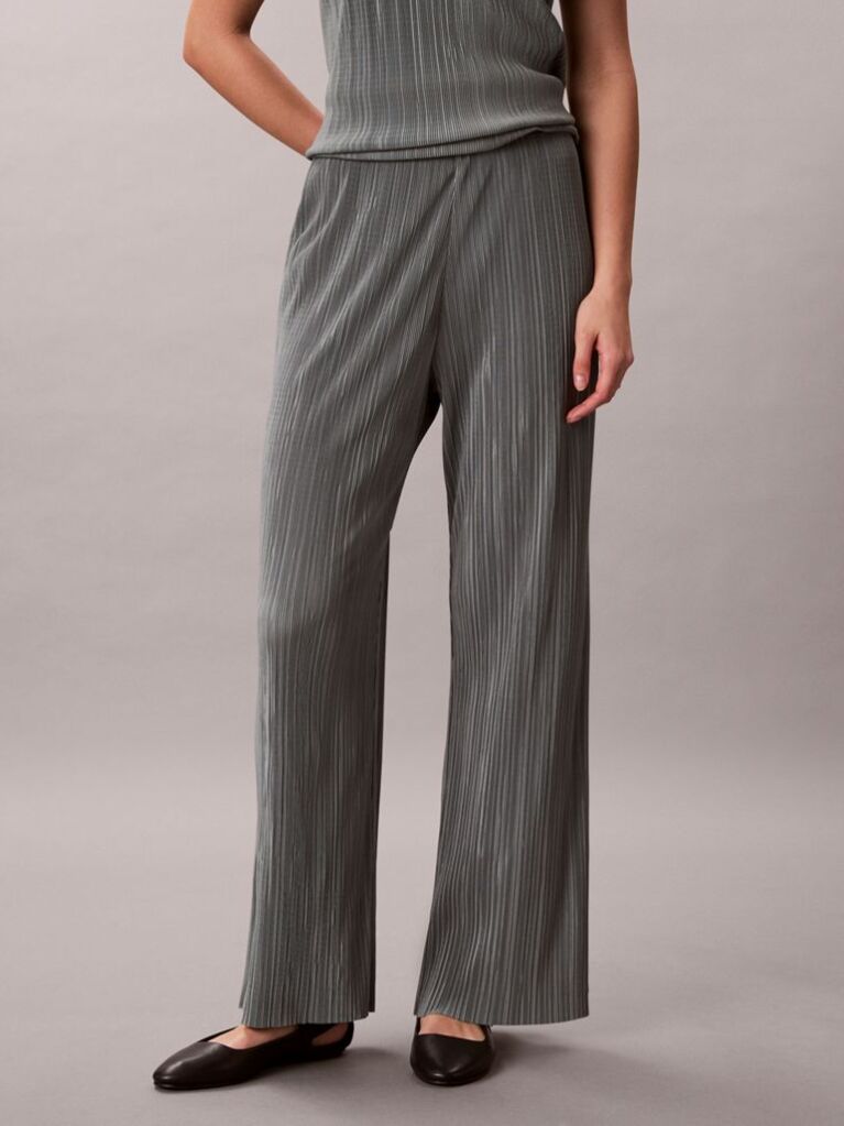 Gri Pantaloni Lounge Plisati Cu Talie Elastica  Femei