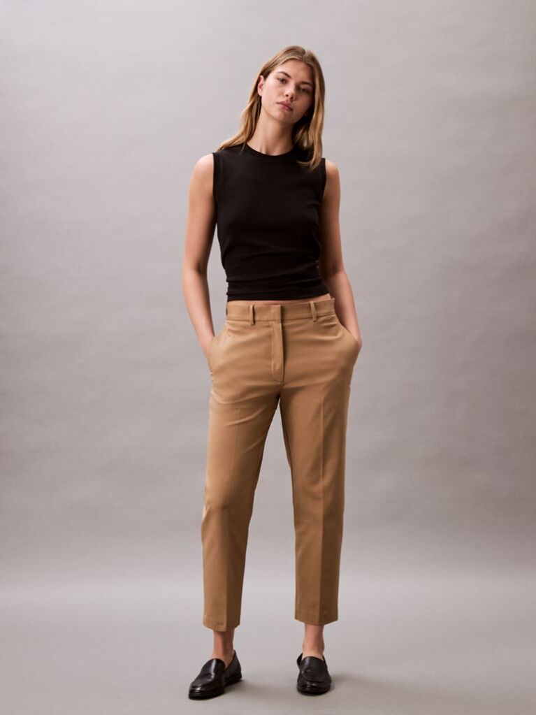 Maro Pantaloni Chino Drepti Din Bumbac Elastic  Femei