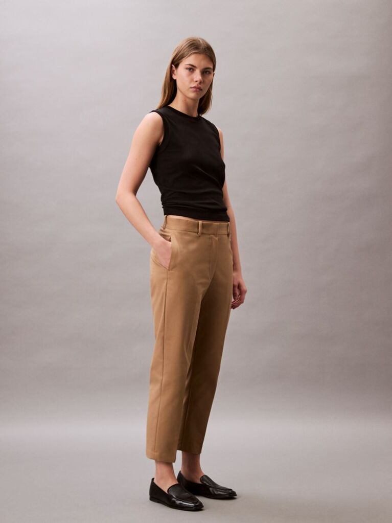 Maro Pantaloni Chino Drepti Din Bumbac Elastic  Femei